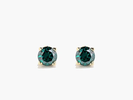 Round Scroll Stud Earrings - 5mm Fancy Green Lab-Grown Moissanite (RTS) Sale