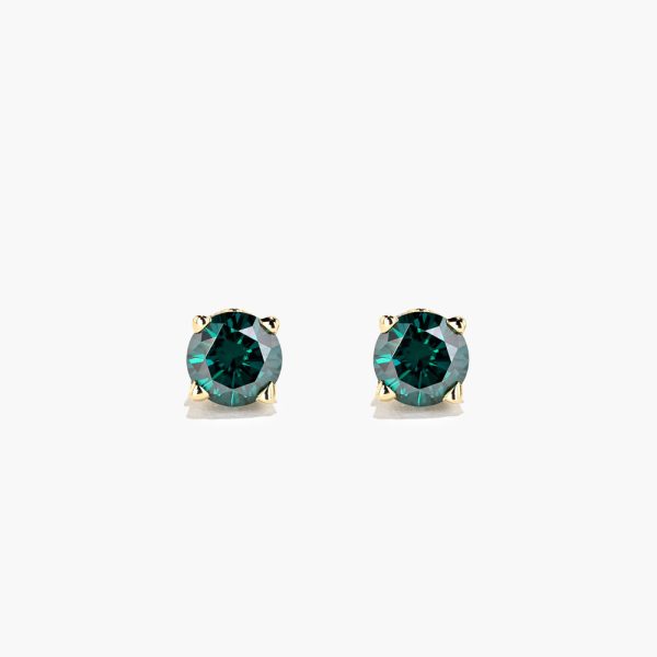 Round Scroll Stud Earrings - 5mm Fancy Green Lab-Grown Moissanite (RTS) Sale