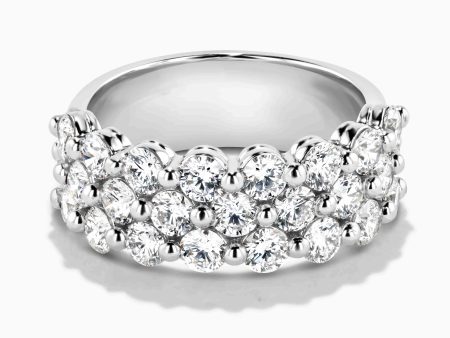 Three Row Lab-Grown Diamond Band - 14K White Gold (RTS) Discount